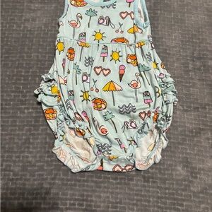 Little Sleepies Light Blue Kids One Piece with Fun Prints